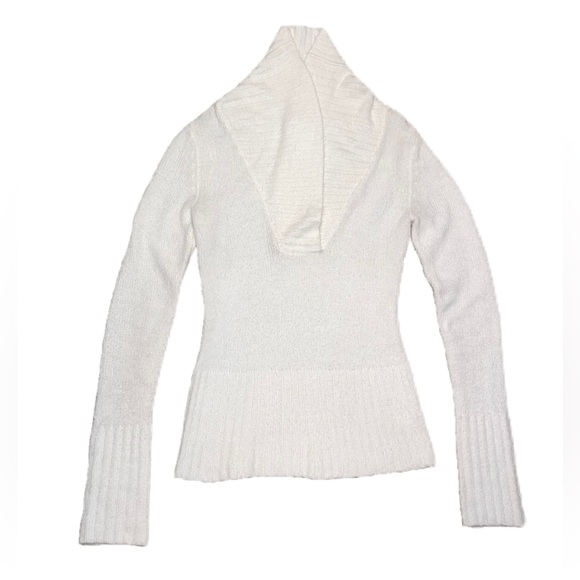 White House Black Market Cowl V Neck Oversized Sweater White Size Extra Small - Picture 2 of 8